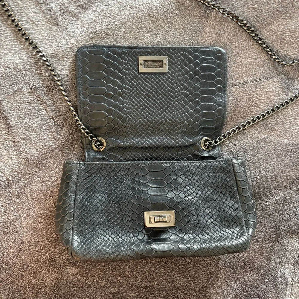 Stylish Dark Navy Snake Print Crossbody Bag